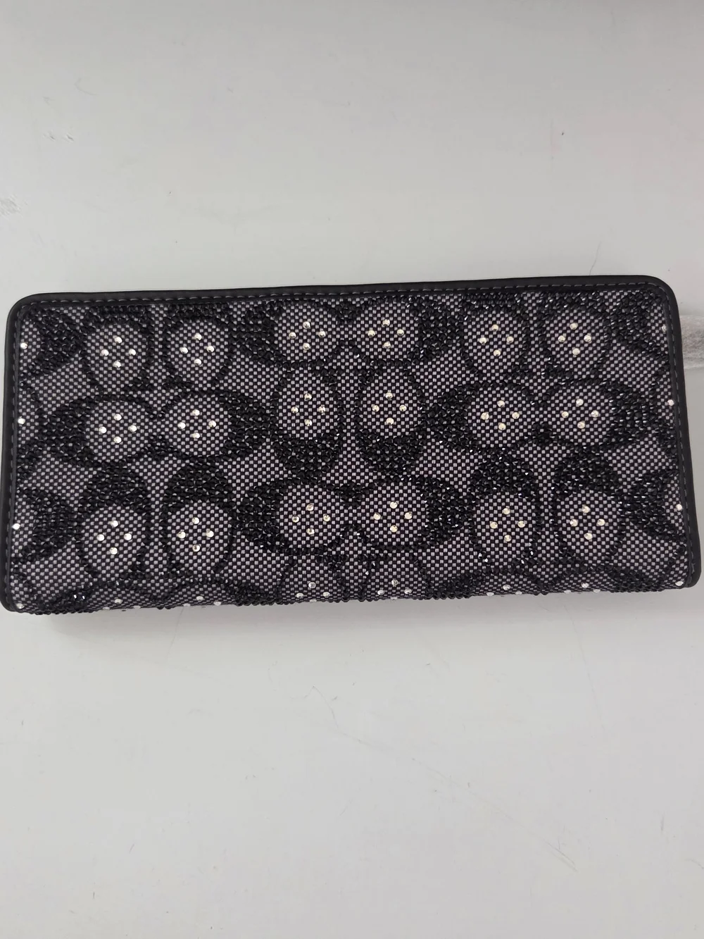 COACH Crystal Signature Jacquard Slim Wallet Silver/Black
